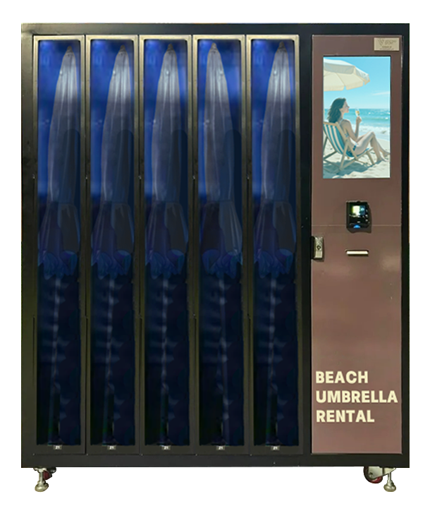 Smart Double-Unit Beach Umbrella Rental Vending Machine for Resorts, Hotels & Theme Parks 