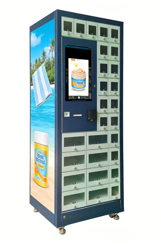Surfing secure locker vending machine offering 24 hour self service purchase options at beaches pools and resort locations