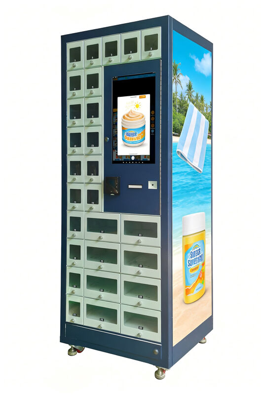 Surfing secure locker vending machine offering 24 hour self service purchase options at beaches pools and resort locations